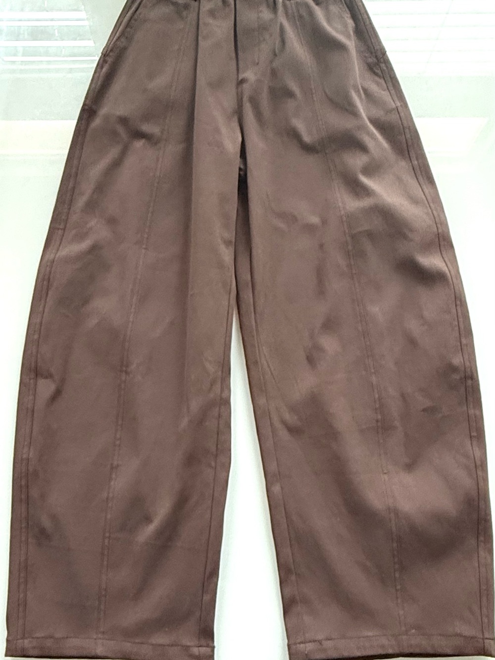 New! ELEH Brown Barrel Leg Wide Leg Cotton Pants Elastic Waist IT 40 US 4 - Picture 2 of 10